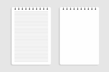 Set of blank and black lined, notebook interior