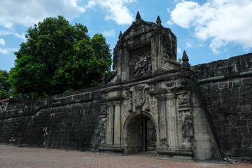 Fort Santiago Gate in Intramuros, Manila, Philippines. The defense fortress is located in Intramuros, the walled city of Manila. - 498482764