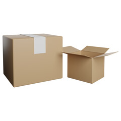 Cardboard packing online shop or gift package 3d rendering illustration