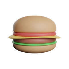Very delicious burger snacks 3d rendering illustration