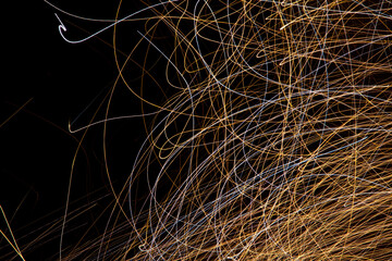 Detailed Photo of fireworks in black background with artistic camera movements