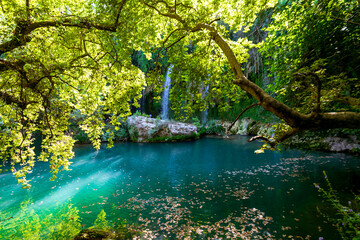 waterfall in Antalya, Turkey. Green landscape