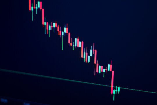 The sample Forex chart is shown with candles. Simple bearish stock market graph. It can be used as background and texture.