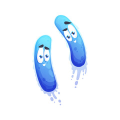 Cartoon pathogen cells, microbe or virus character. Vector bacteria, cute cheerful germ with funny face. Smiling micro organism couple with big eyes and dripping goo isolated smiling personage
