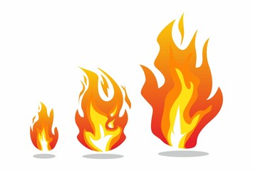 vector illustration of fire symbol icon set. white background