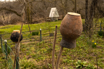 old ceramic pot in the village
