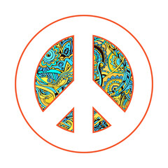 Peace and love. Stop War hippie concept. Vector illustration