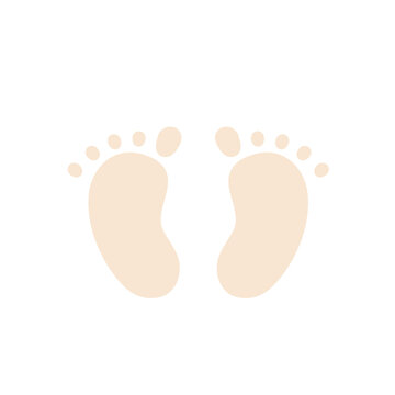 Newborn baby footprint. Toddler feet, baby shower, happy childhood moment boho isolated illustration