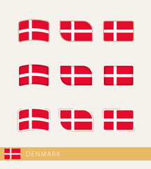 Vector flags of Denmark, collection of Denmark flags.