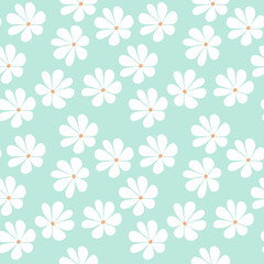 Cute repeat wildflower pattern,simple flower vector background, hand drawn floral surface pattern