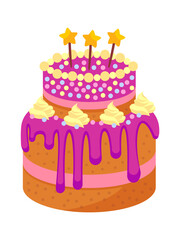 Birthday cake with candles. Vector illustration