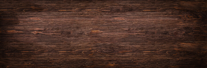 Rough rustic dark wood texture panoramic background