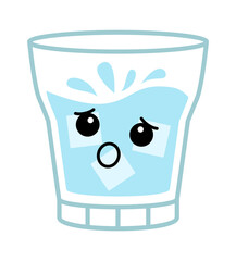 Cartoon character glass of water. Vector illustration