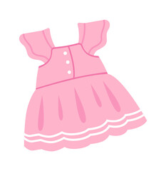 Pink baby child dress. Vector illustration