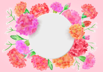 카네이션 수채화 일러스트 꽃과 어머니의 날 배경