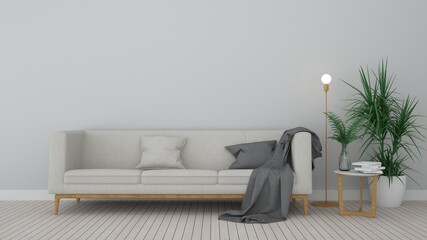 The interior living space minimal design in apartment - 3D Rendering	

