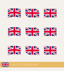 Vector flags of United Kingdom, collection of United Kingdom flags.