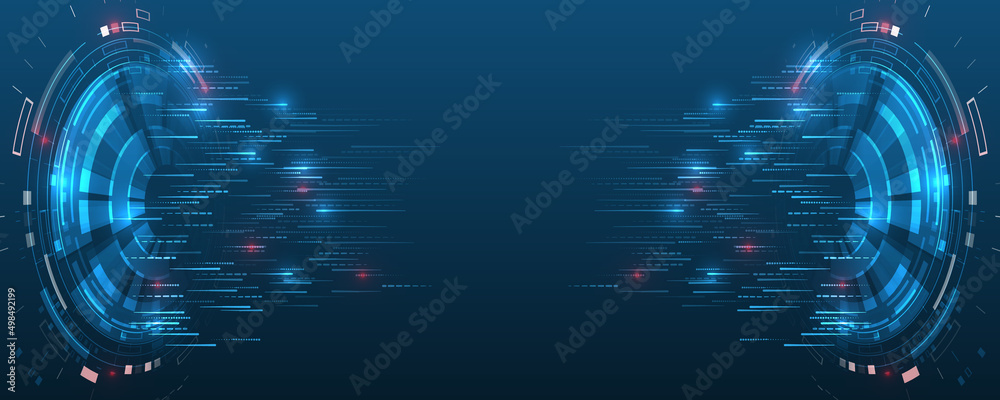 Wall mural big data visualization on dark background. an array of multi-colored lines. hi-tech concept of data 