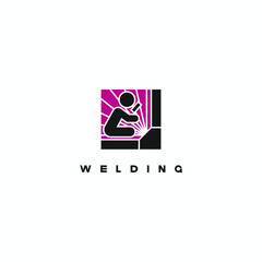 
illustration consisting of an image of a welder in the form of a symbol or logo