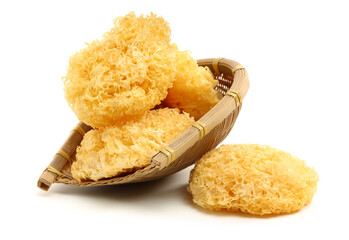 Tremella fuciformis on white background 