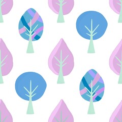 Floral seamless trees pattern for fabrics and textiles and packaging and gifts and cards and linens and kids