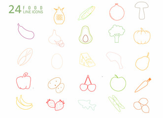 outline icons in color for proper nutrition