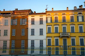 Buildings of Parma at evening