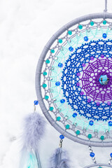 Handmade dream catcher with feathers threads and beads rope hanging