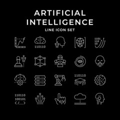Fototapeta na wymiar Set line icons of artificial intelligence