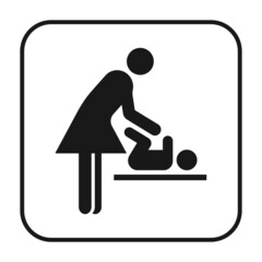 Baby care room symbol, mother room symbol isolated on white background