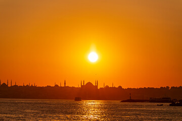 sunset over İstanbul city. amazing sunset landscape. panoramic view of İstanbul