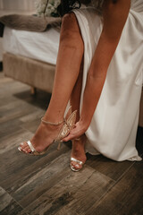 Beautiful high heel female shoes.  Wedding accessories.
