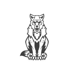 Wolf logo emblem template mascot symbol for business or shirt design. Vector vintage design element.