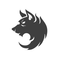 Wolf face logo emblem template mascot symbol for business or shirt design. Vector vintage design element. - obrazy, fototapety, plakaty