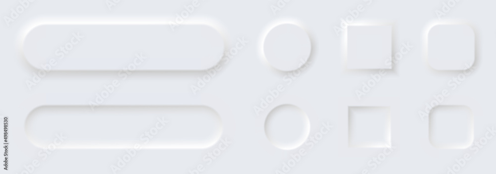 Wall mural button element icons for mobile and web interface. blank modern buttons set in white minimal illustr