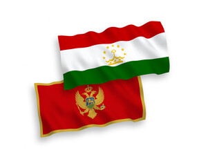 Flags of Montenegro and Tajikistan on a white background