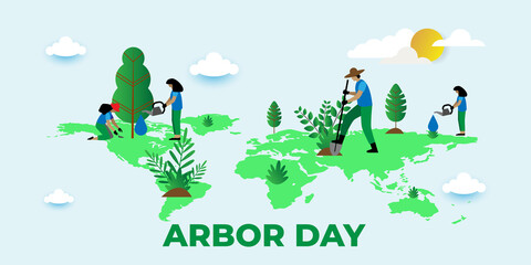 Arbor day banner. Vector illustration.