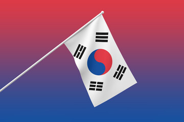 3d illustration. A beautiful view of South Korea flag on a gradient background.