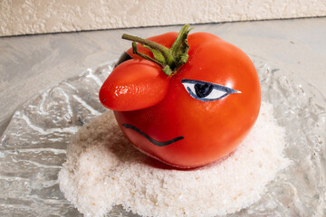 Red tomato of unusual shape