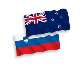 Flags of Slovenia and New Zealand on a white background