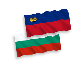 Flags of Liechtenstein and Bulgaria on a white background