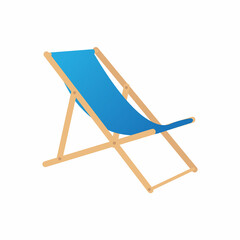 Vector blue lounge chair, beach chaise isolated on white background front view