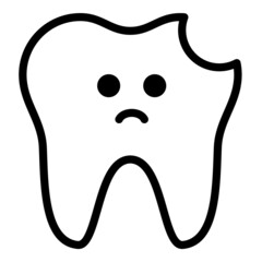 Unhappy Tooth Flat Icon Isolated On White Background