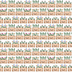 Spring garden flowers watercolor digital paper. Hand drawn watercolour Floral seamless pattern