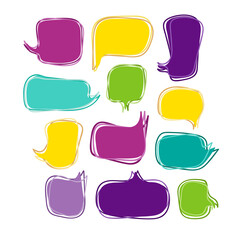 Set of multicolored talking bubbles. Isolated on white background. Vector illustration.