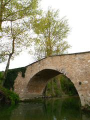Fototapeta na wymiar viejo puente medieval en Espejo, Alava. Basque Country