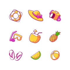 summer item set bundle vector illustration design