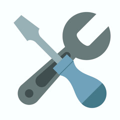 Tools or settings icon with crossed wrench and screwdriver . Vector illustration