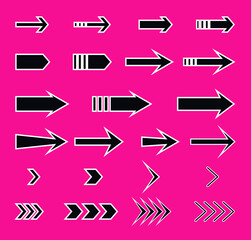Collection Directional arrow sign flat design vector - vector icon set with white border