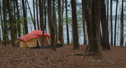 Tent overlooking Jordan Lake